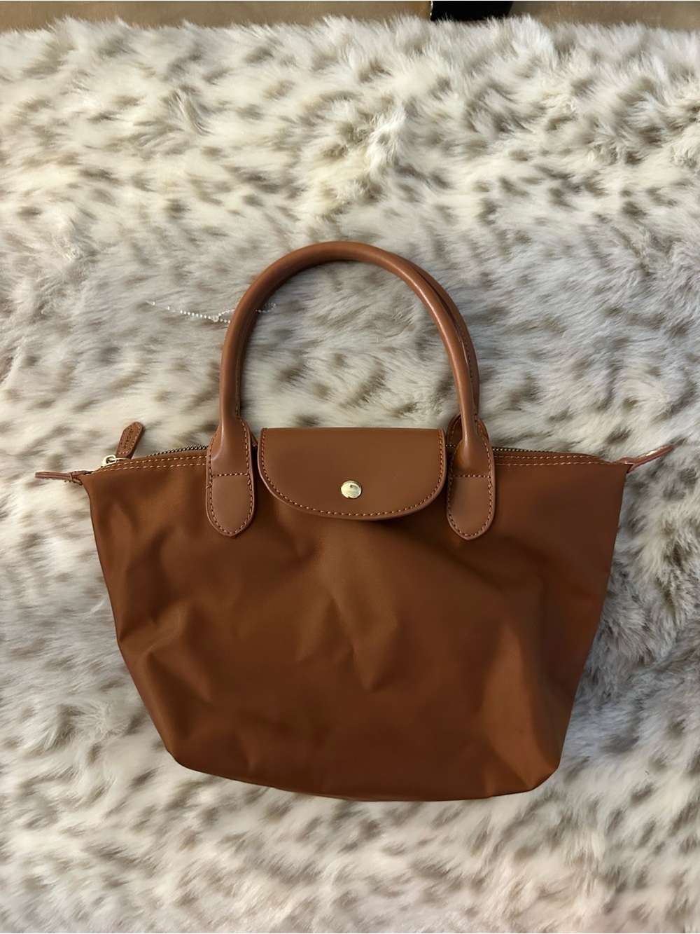 Classic Brown Tote Handbag with Top Handles